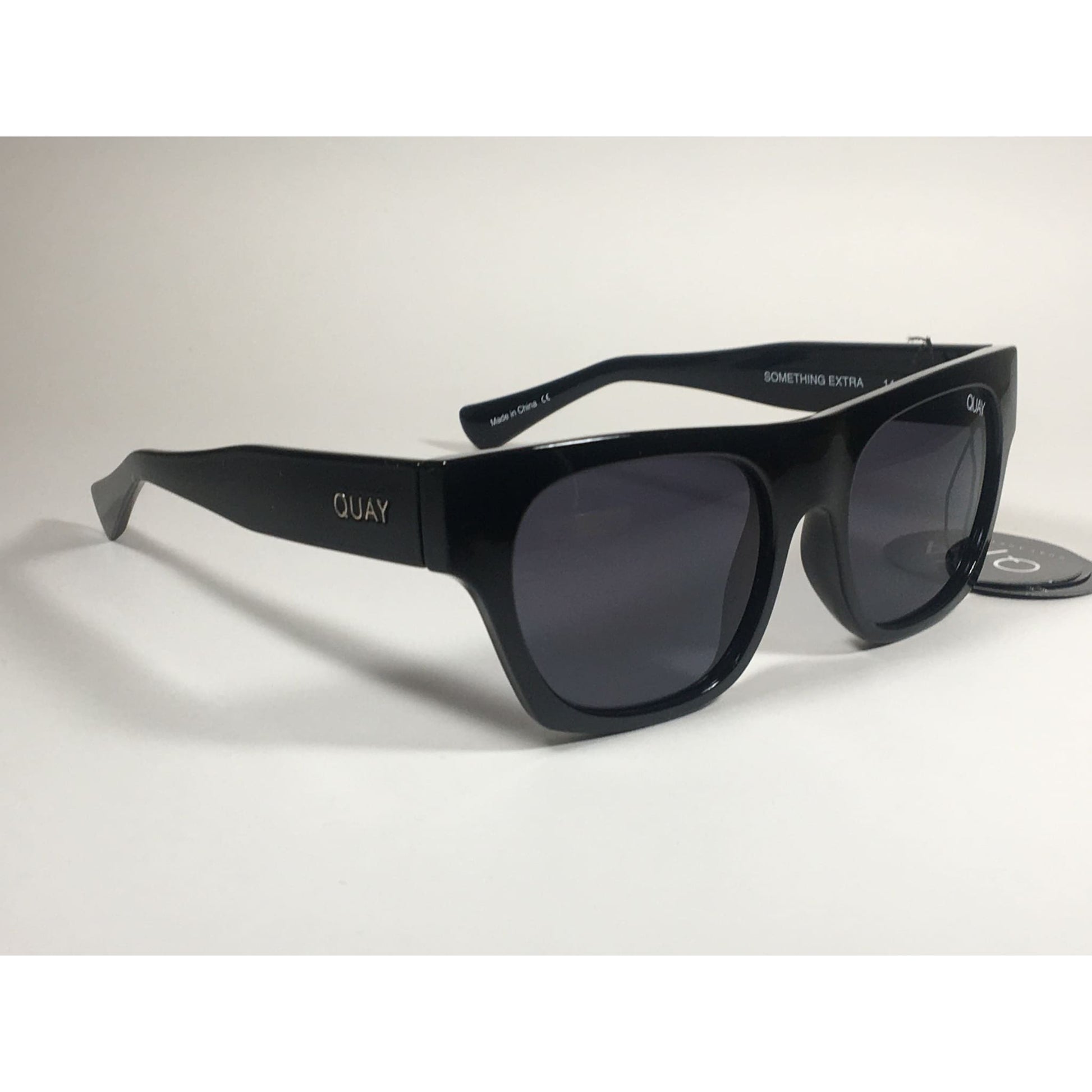 Quay Something Extra Square Sunglasses QW000297 Black Frame Gray Smoke Gradient Lens - Sunglasses