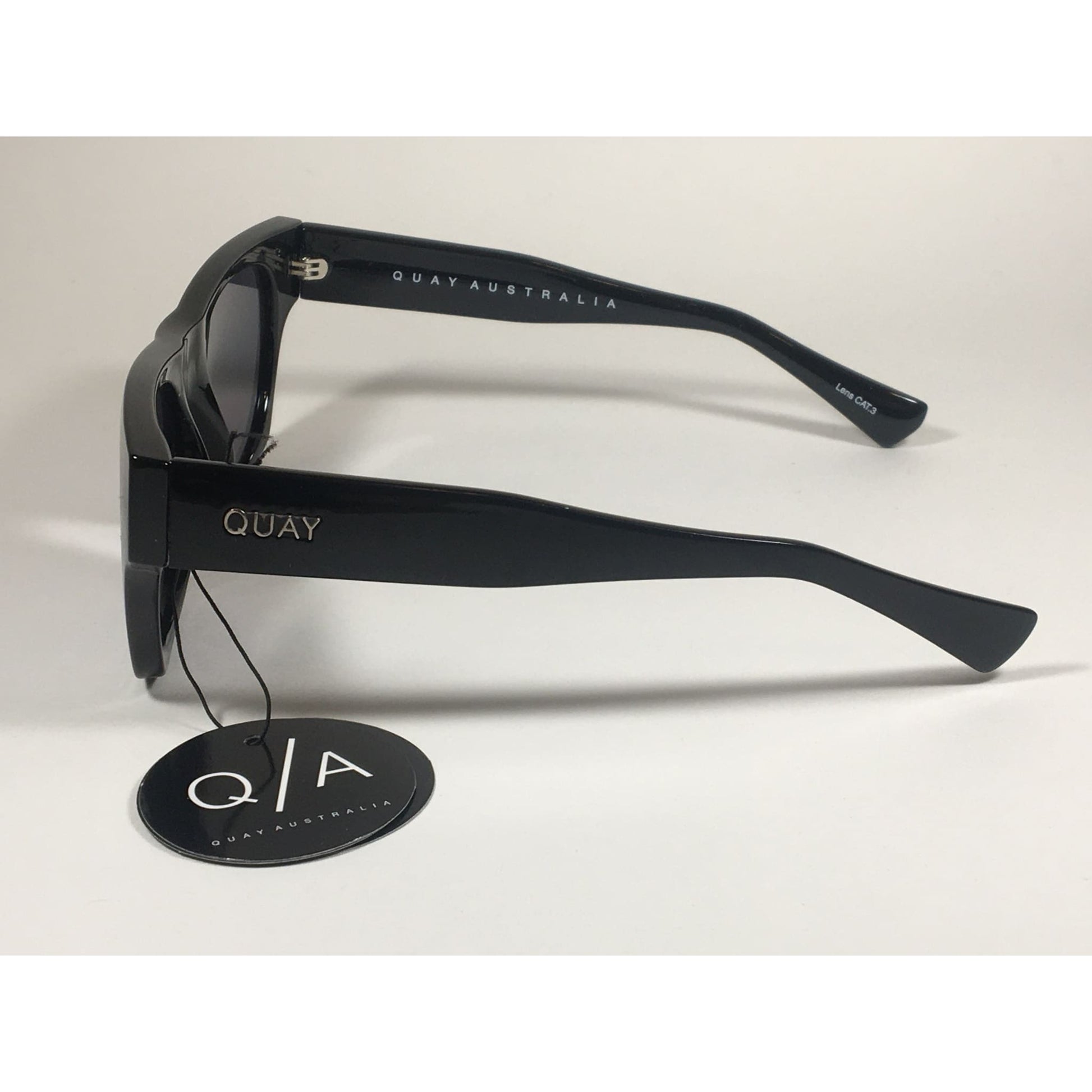 Quay Something Extra Square Sunglasses QW000297 Black Frame Gray Smoke Gradient Lens - Sunglasses