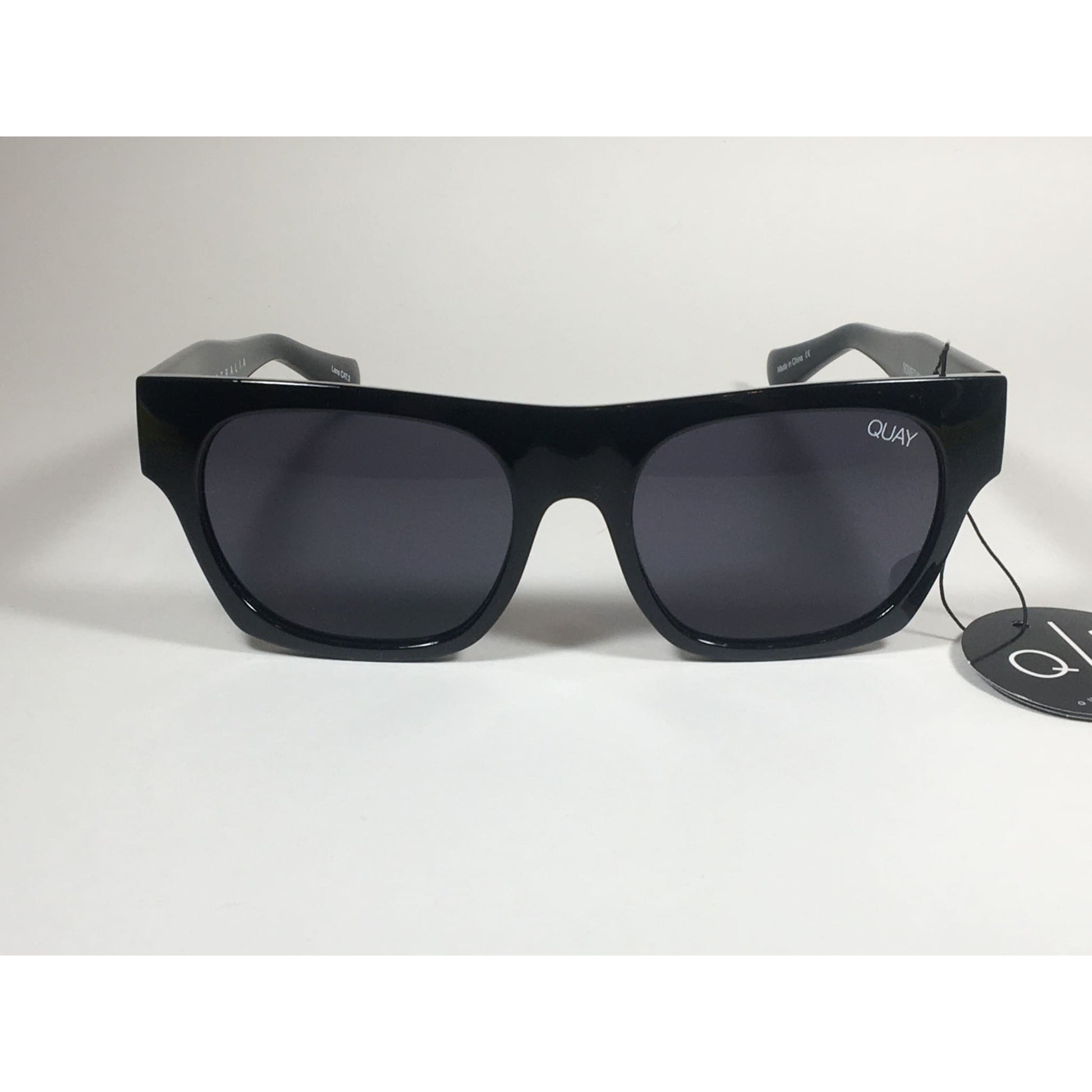 Quay Something Extra Square Sunglasses QW000297 Black Frame Gray Smoke Gradient Lens - Sunglasses