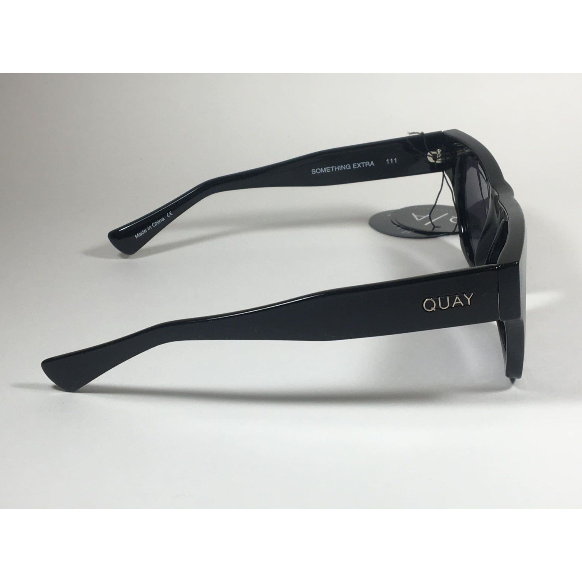 Quay Something Extra Square Sunglasses QW000297 Black Frame Gray Smoke Gradient Lens - Sunglasses