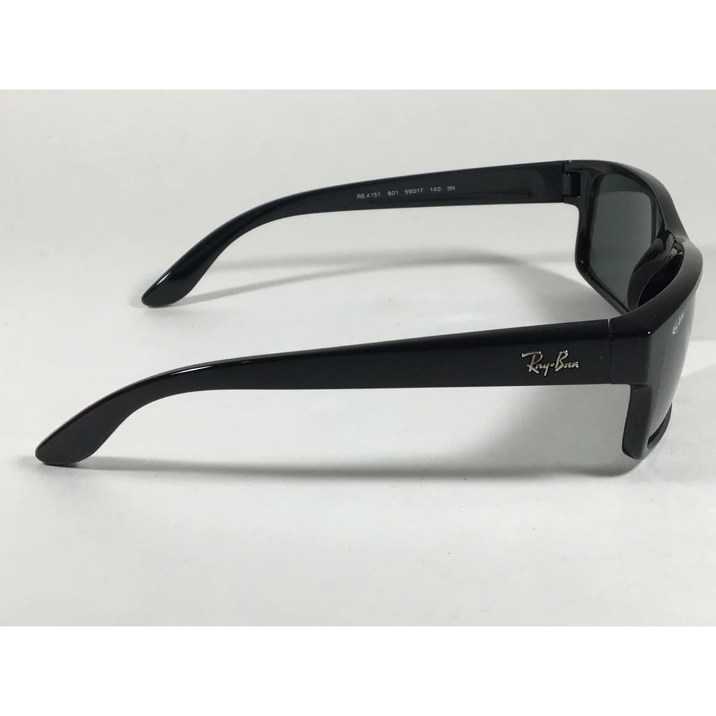 Ray-Ban Active Rectangle Sunglasses Black Gloss Nylon Frame Green Lens RB4151 601 - Sunglasses