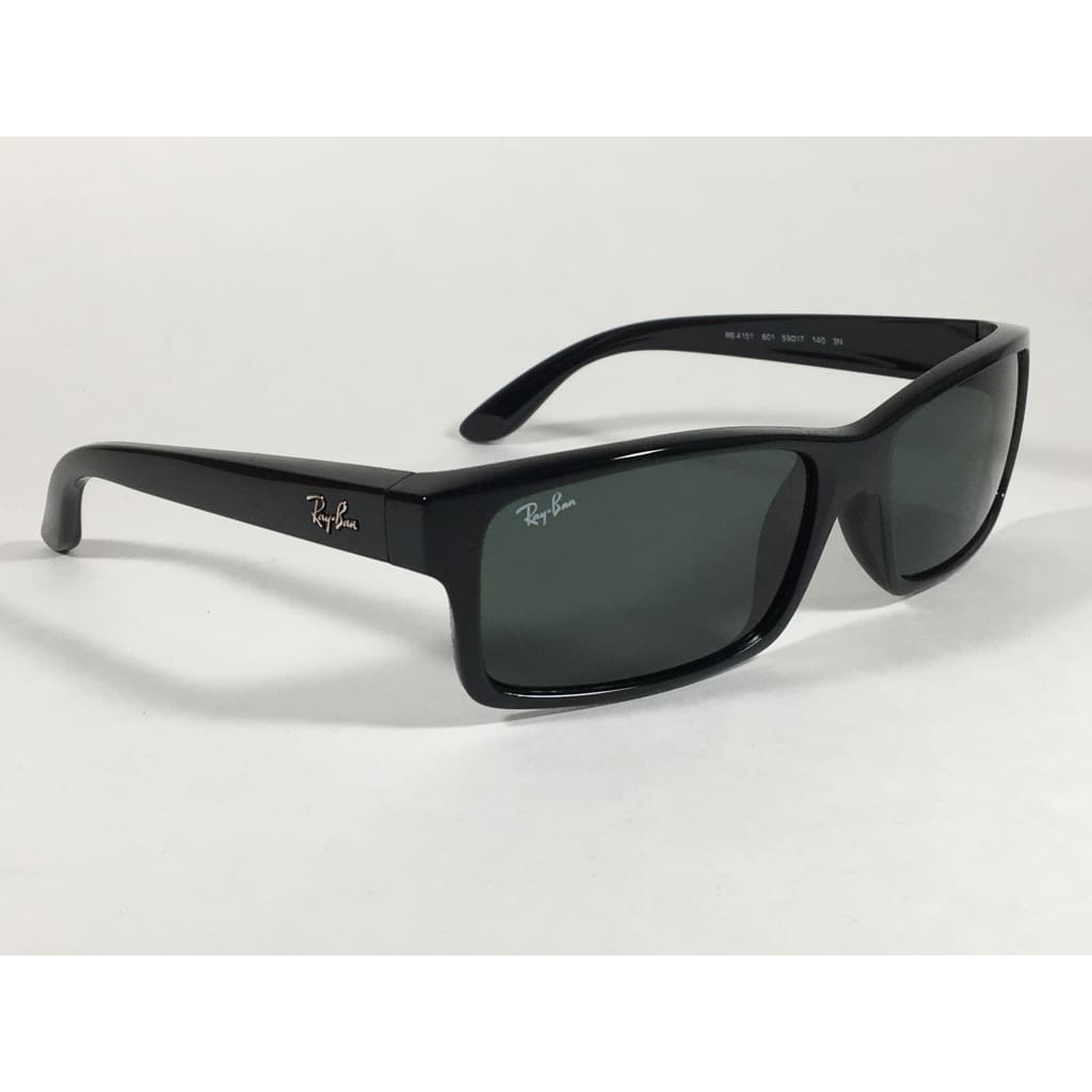 Ray-Ban Active Rectangle Sunglasses Black Gloss Nylon Frame Green Lens RB4151 601 - Sunglasses