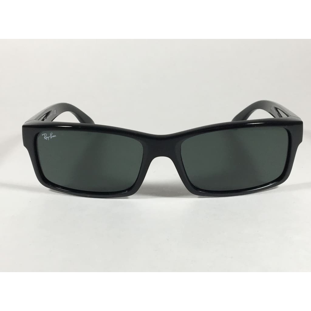 Ray-Ban Active Rectangle Sunglasses Black Gloss Nylon Frame Green Lens RB4151 601 - Sunglasses