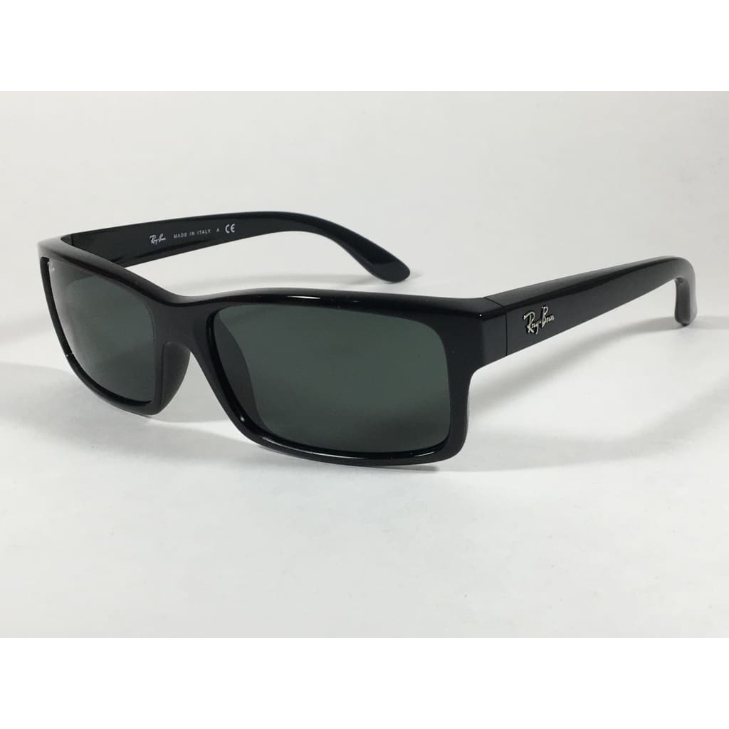 Ray-Ban Active Rectangle Sunglasses Black Gloss Nylon Frame Green Lens RB4151 601 - Sunglasses
