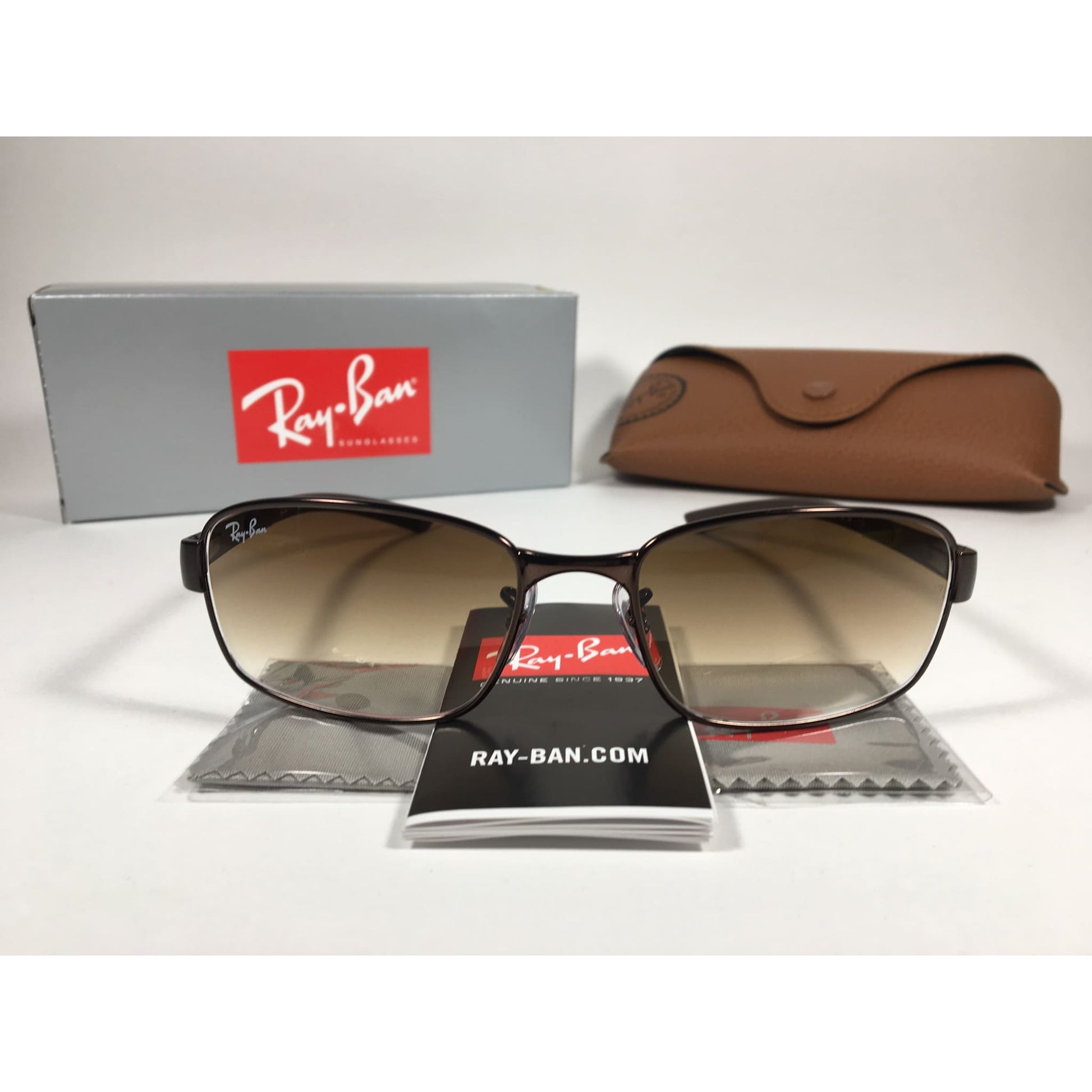 Ray-Ban Active Rectangle Sunglasses Brown Metal Frame Gradient RB3413 014/51 - Sunglasses