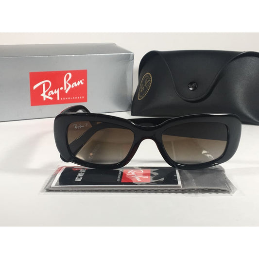 Ray-Ban Highstreet Polarized Sunglasses Flat Oval Black Gloss Brown Lens Rb4122 601/t5 - Sunglasses
