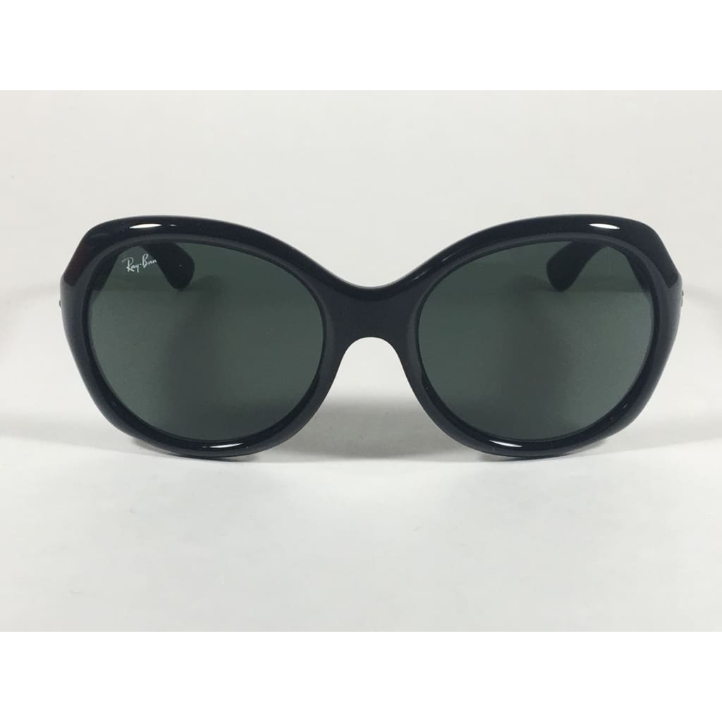Ray-Ban Highstreet Round Sunglasses Black Gloss Nylon Frame Green Lens Rb4191 601/71 - Sunglasses