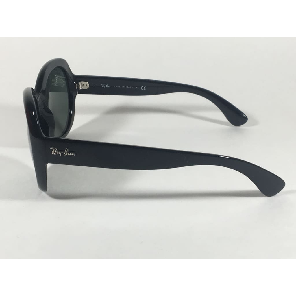 Ray-Ban Highstreet Round Sunglasses Black Gloss Nylon Frame Green Lens Rb4191 601/71 - Sunglasses