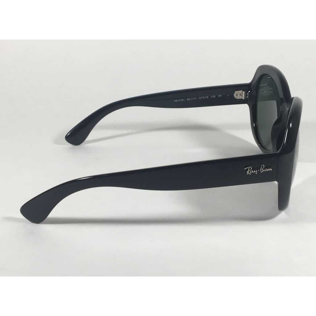 Ray-Ban Highstreet Round Sunglasses Black Gloss Nylon Frame Green Lens Rb4191 601/71 - Sunglasses