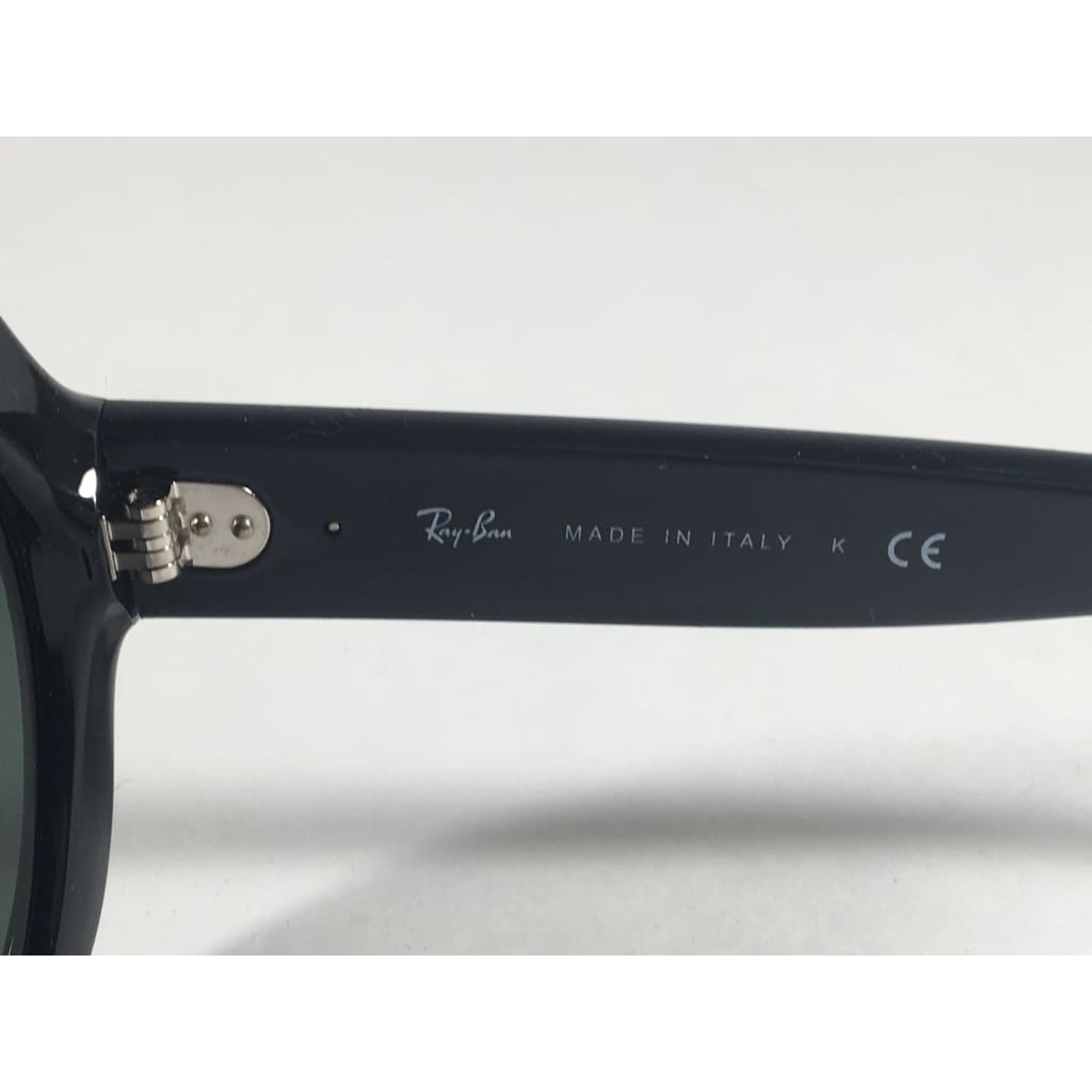 Ray-Ban Highstreet Round Sunglasses Black Gloss Nylon Frame Green Lens Rb4191 601/71 - Sunglasses