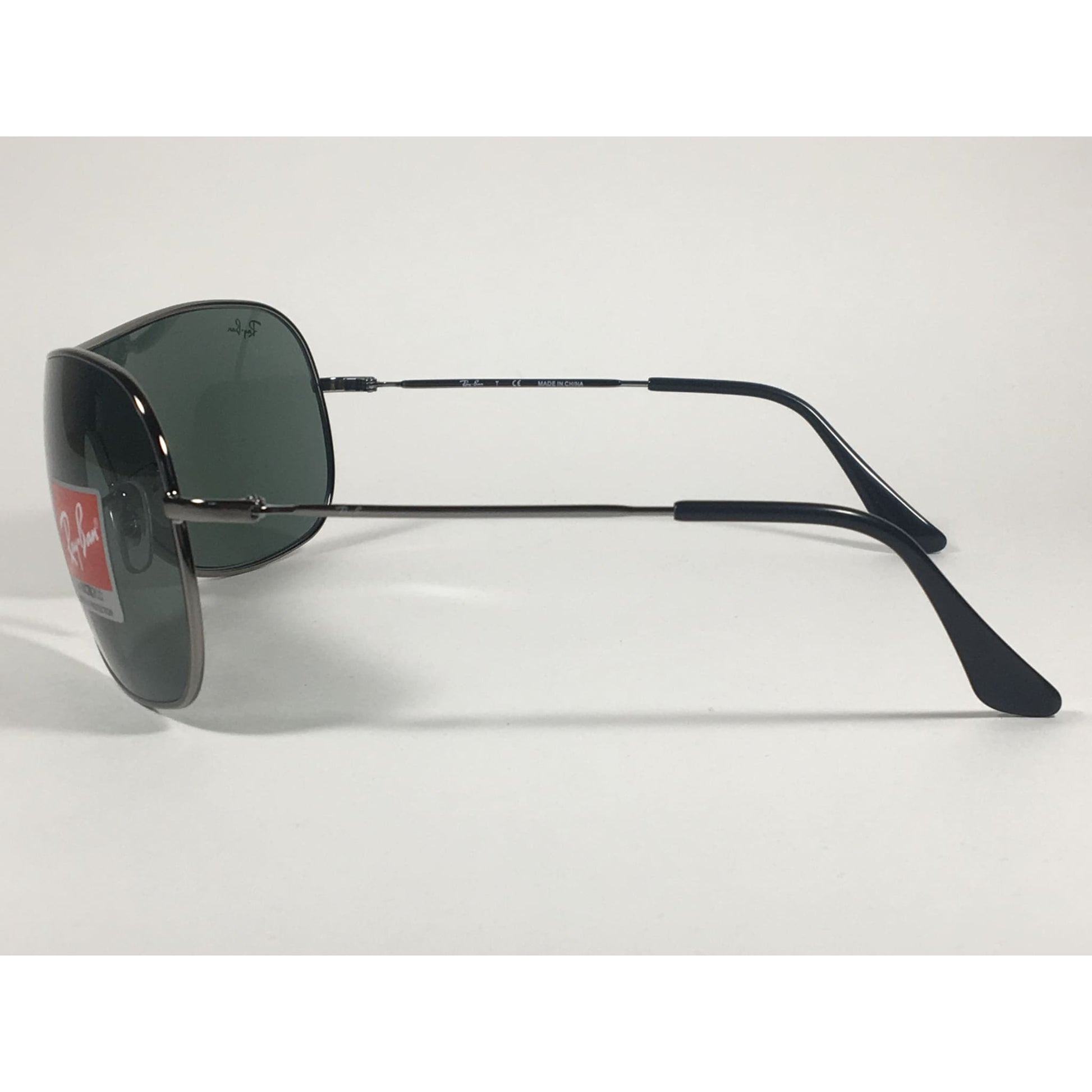 Ray-Ban Highstreet Shield Sunglasses Gunmetal Frame Green Lens RB3211 004/71 - Sunglasses