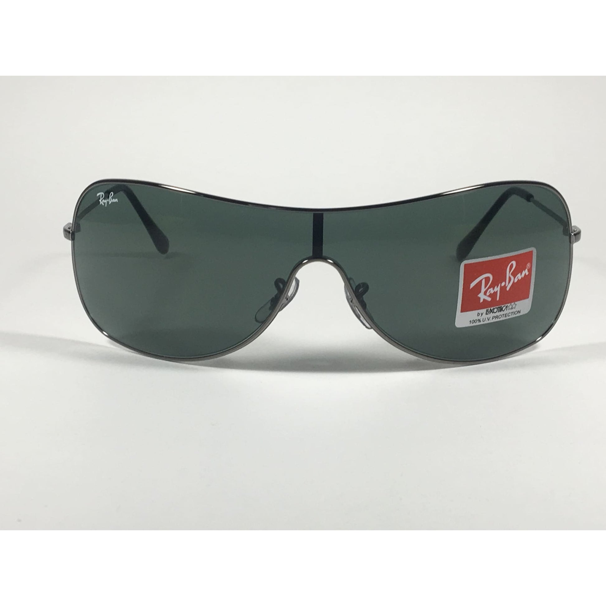 Ray-Ban Highstreet Shield Sunglasses Gunmetal Frame Green Lens RB3211 004/71 - Sunglasses
