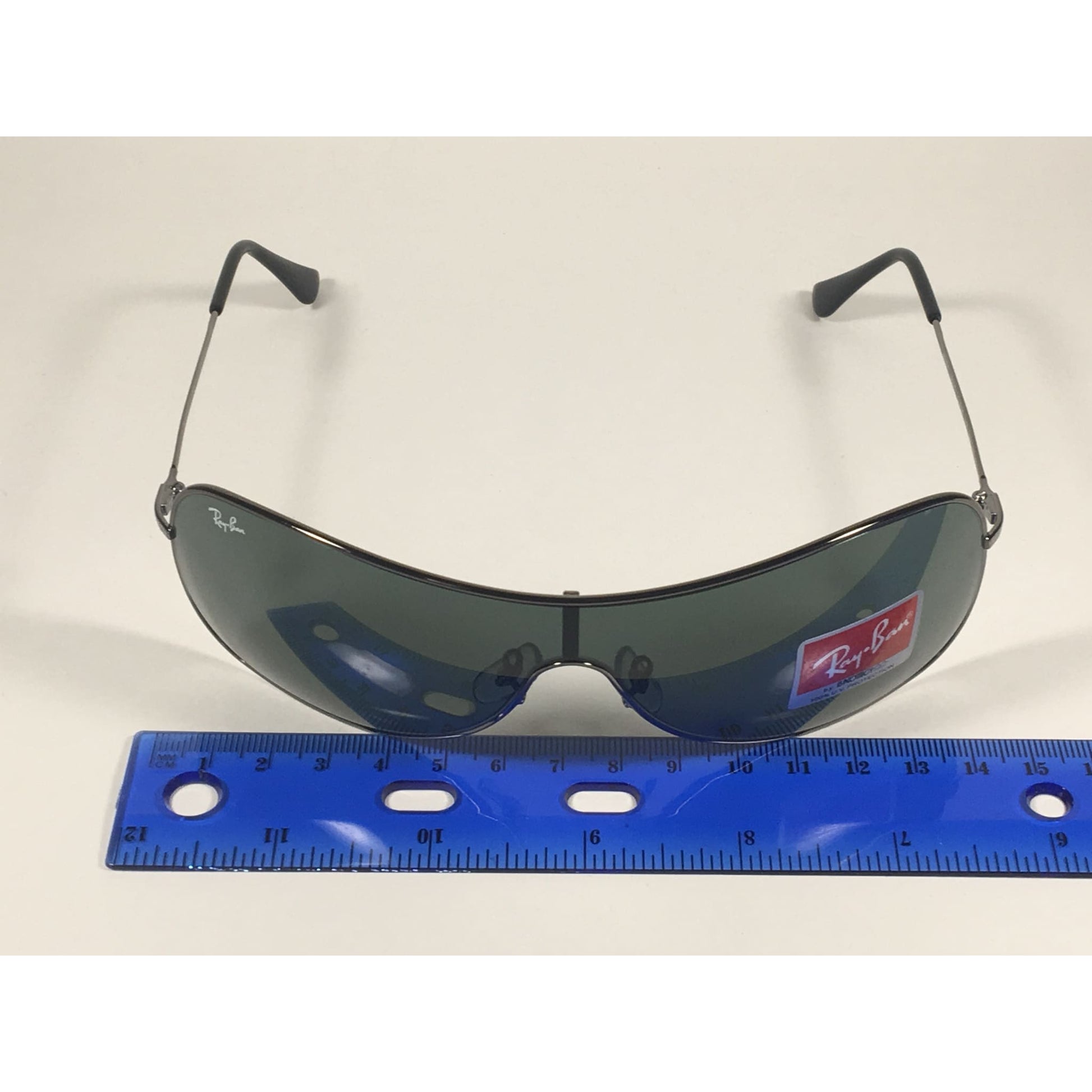 Ray-Ban Highstreet Shield Sunglasses Gunmetal Frame Green Lens RB3211 004/71 - Sunglasses