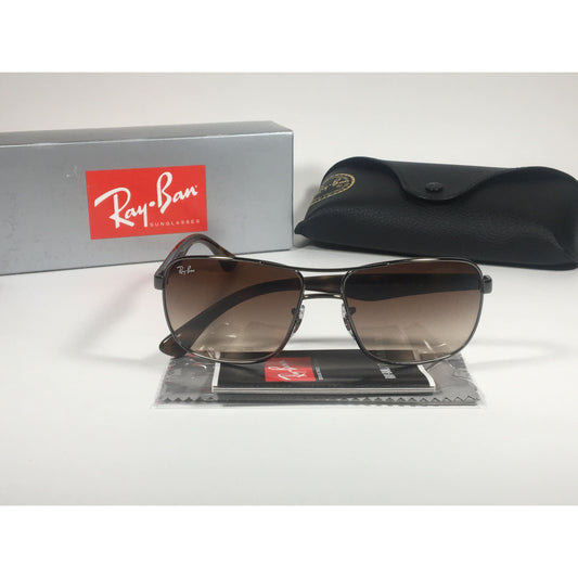 Ray-Ban Navigator Sunglasses Gunmetal Brown Gradient Rectangle Lens RB3516 004/13 - Sunglasses
