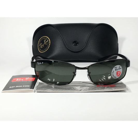 Ray-Ban Polarized Active Sunglasses RB3364 002/58 Rectangle Black Gloss Green Lens - Sunglasses
