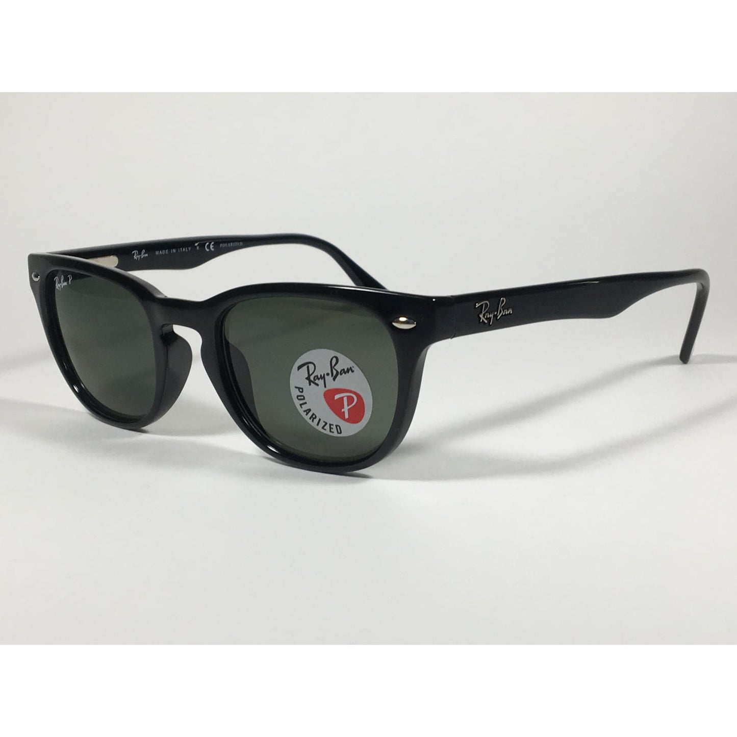 Ray-Ban Polarized Keyhole Wayfarer Sunglasses Black Gloss Frame Green Lens RB4140 601/58 - Sunglasses