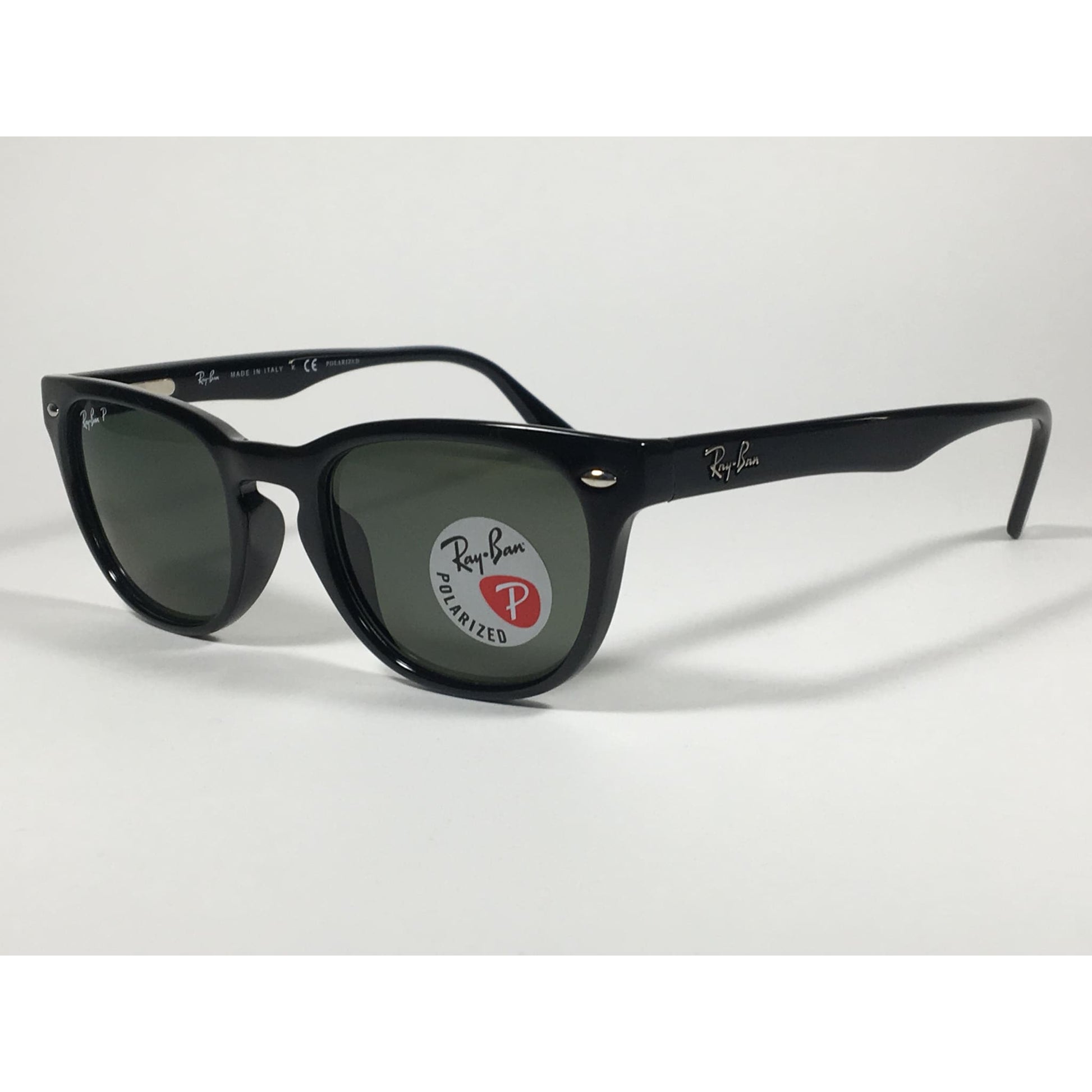 Ray-Ban Polarized Keyhole Wayfarer Sunglasses Black Gloss Frame Green Lens RB4140 601/58 - Sunglasses