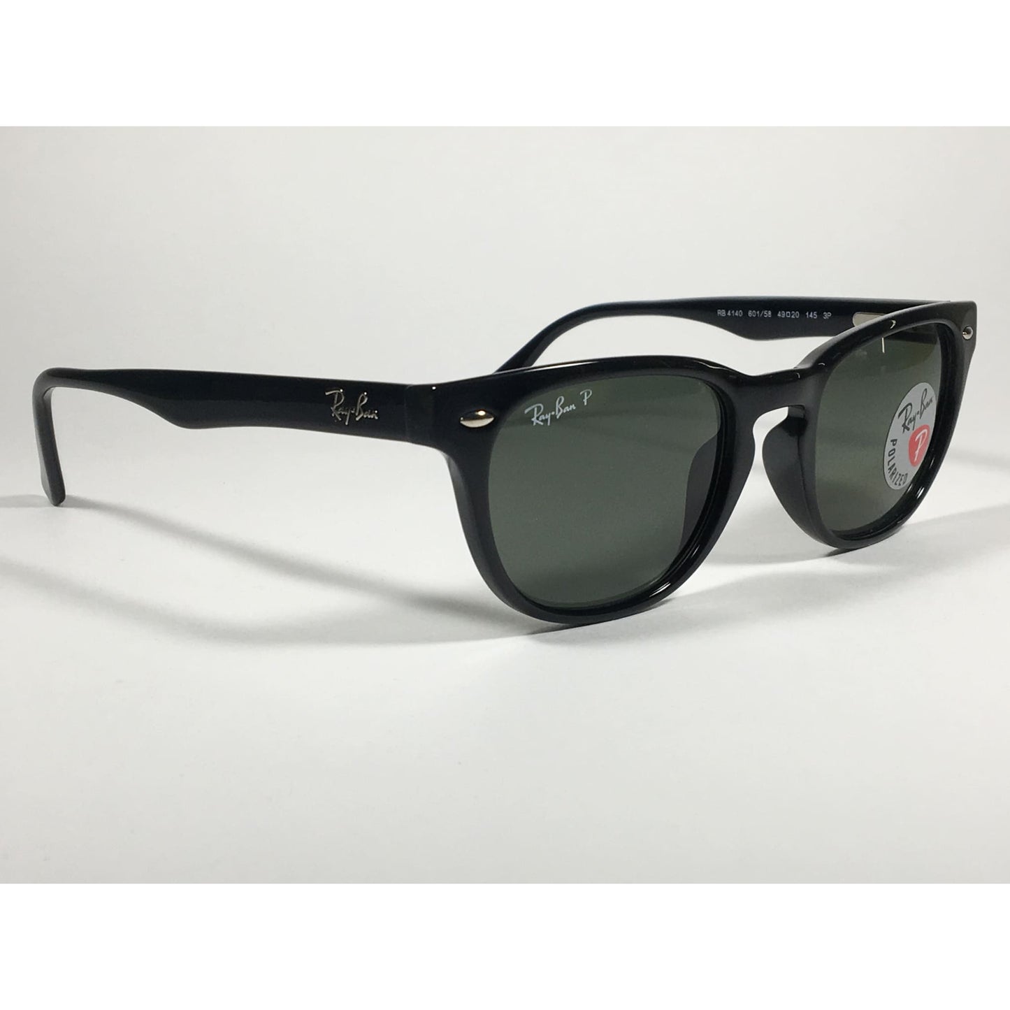 Ray-Ban Polarized Keyhole Wayfarer Sunglasses Black Gloss Frame Green Lens RB4140 601/58 - Sunglasses