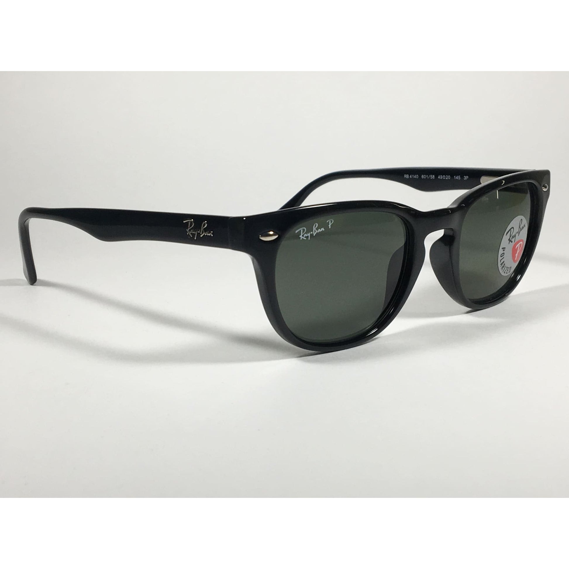 Ray-Ban Polarized Keyhole Wayfarer Sunglasses Black Gloss Frame Green Lens RB4140 601/58 - Sunglasses