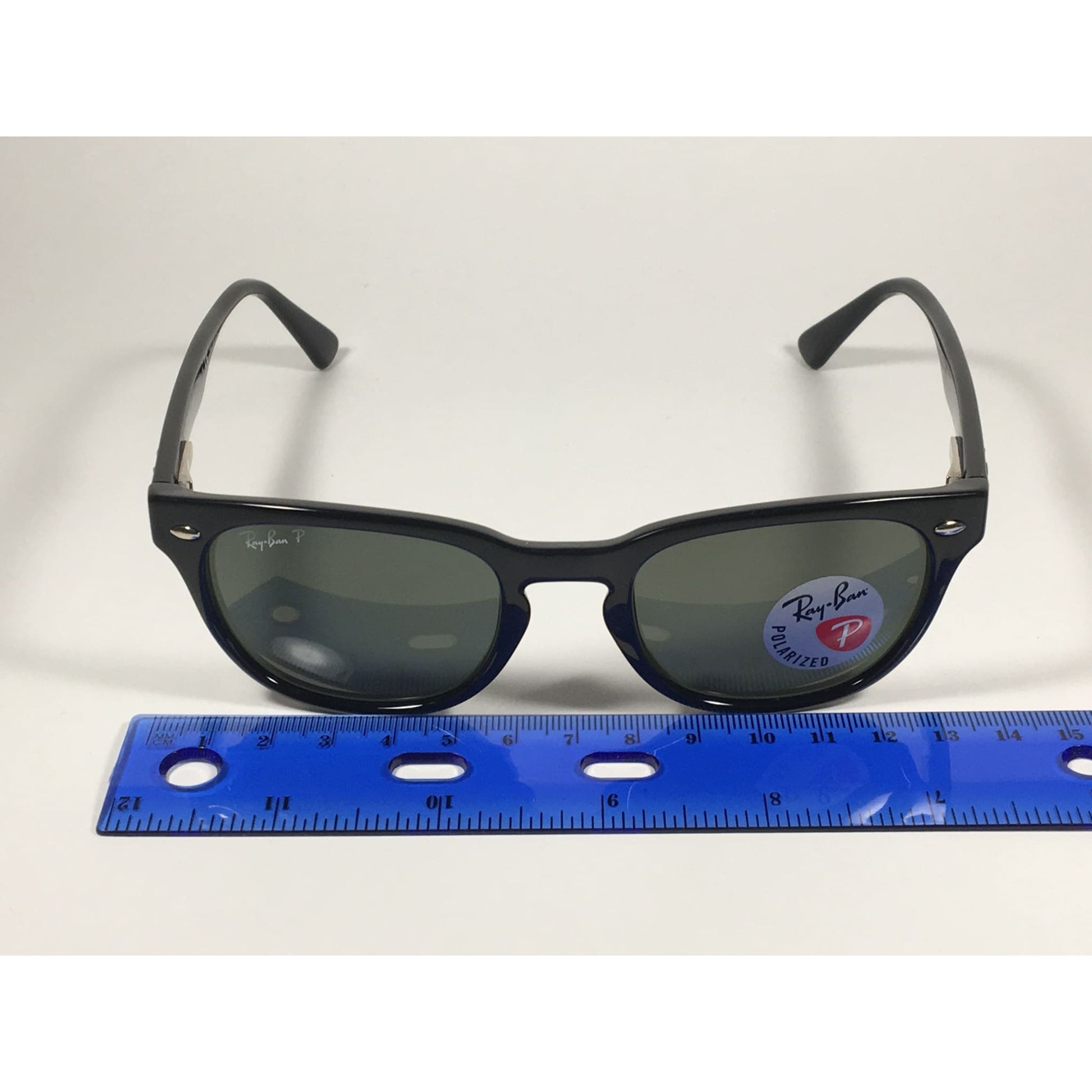 Ray-Ban Polarized Keyhole Wayfarer Sunglasses Black Gloss Frame Green Lens RB4140 601/58 - Sunglasses