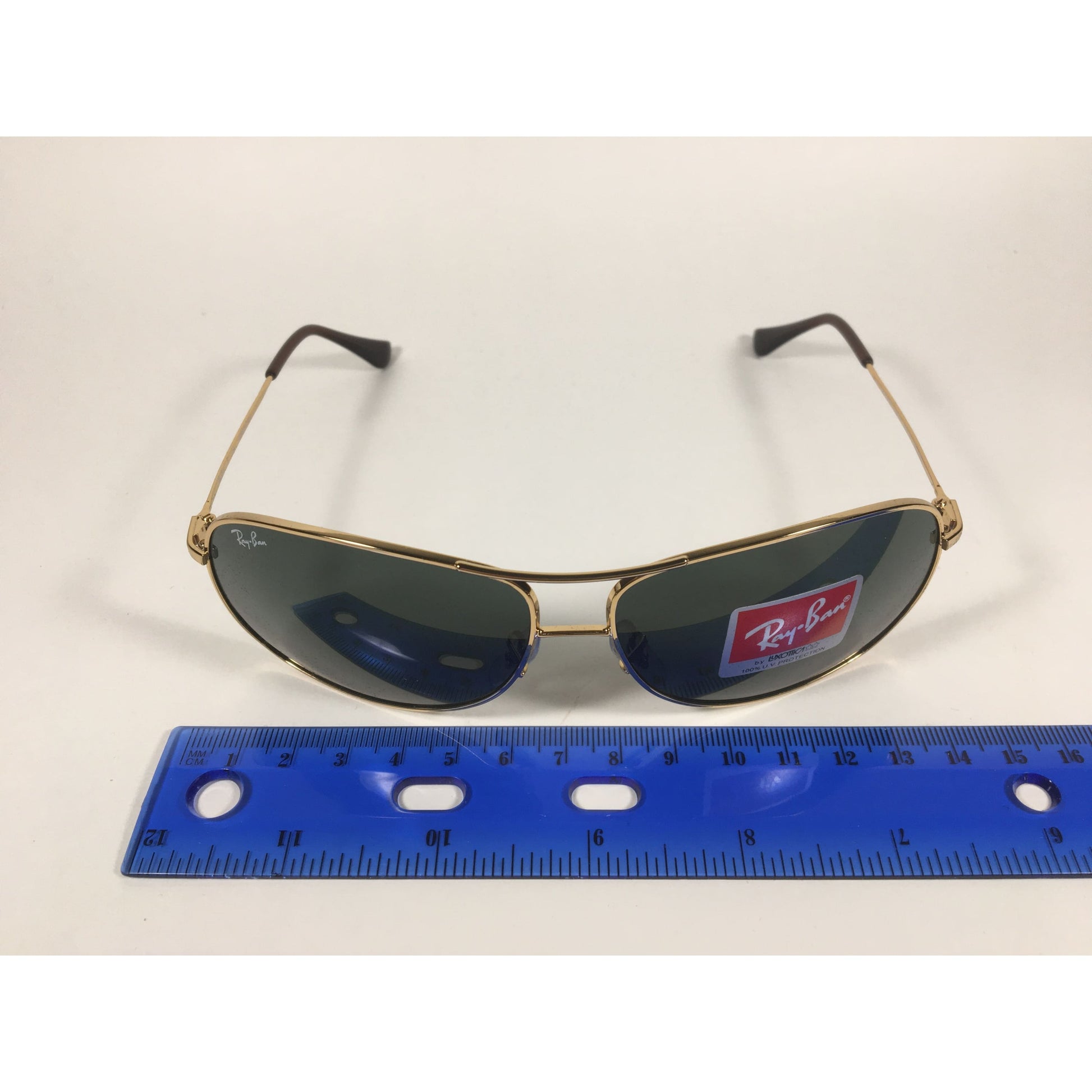 Ray-Ban RB3267 001/71 Arista Highstreet Aviator Sunglasses Gold With Green Lens - Sunglasses