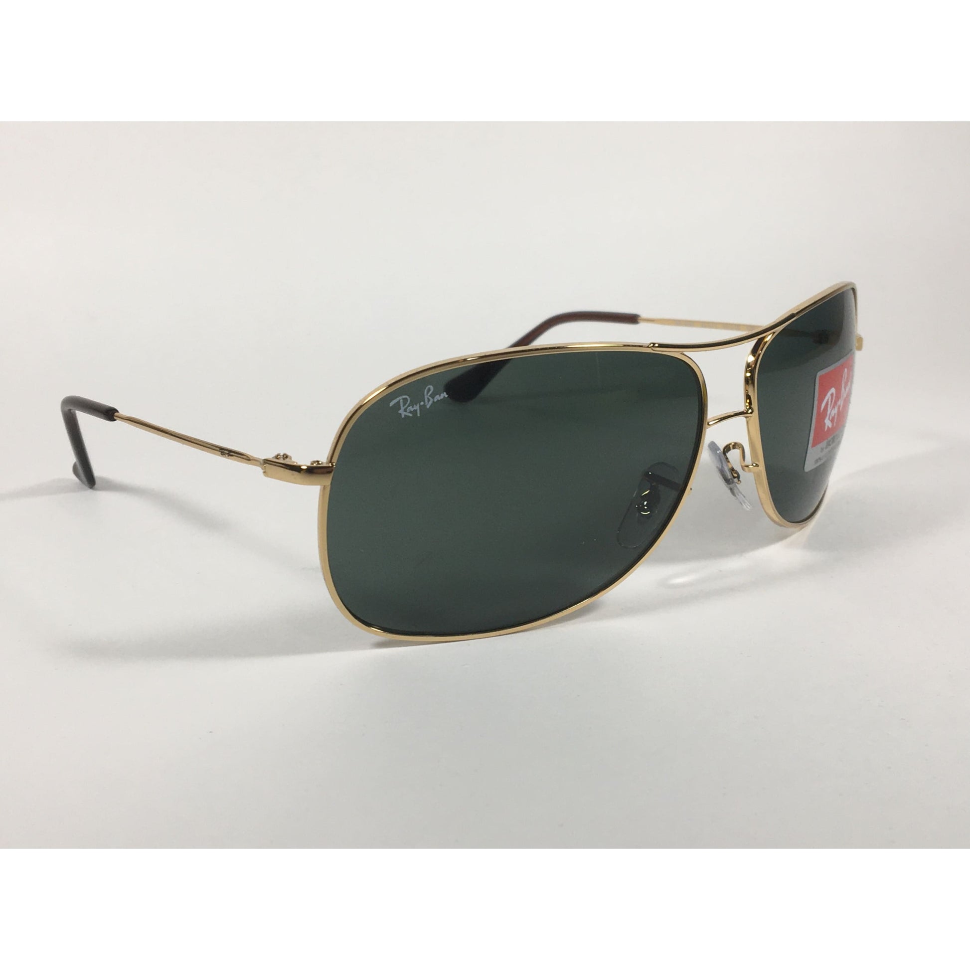 Ray-Ban RB3267 001/71 Arista Highstreet Aviator Sunglasses Gold With Green Lens - Sunglasses