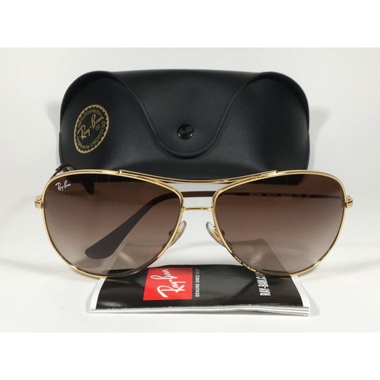Ray-Ban RB3293 001/13 Highstreet Aviator Sunglasses Gold Frame Brown Gradient Lens - Sunglasses