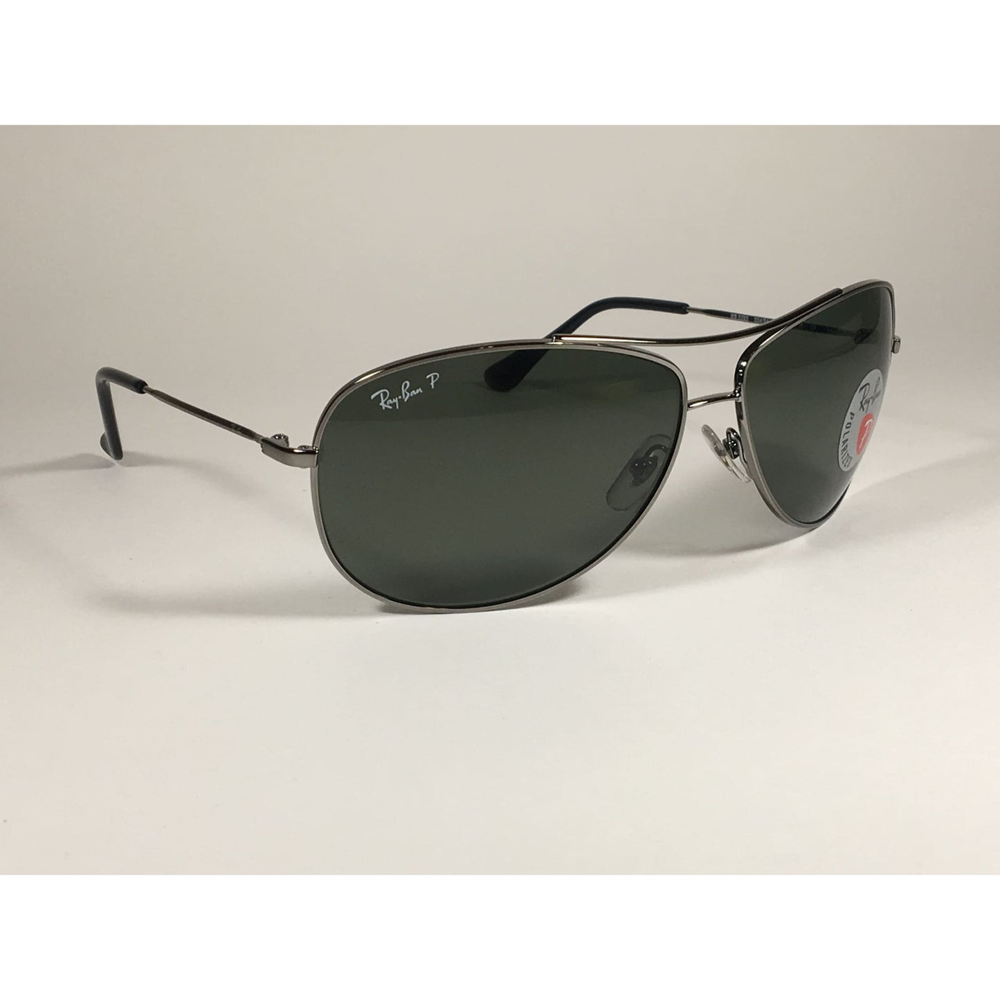 Ray-Ban RB3293 004/9A Highstreet Polarized Aviator Sunglasses Gunmetal Gray Frame Green Lens - Sunglasses