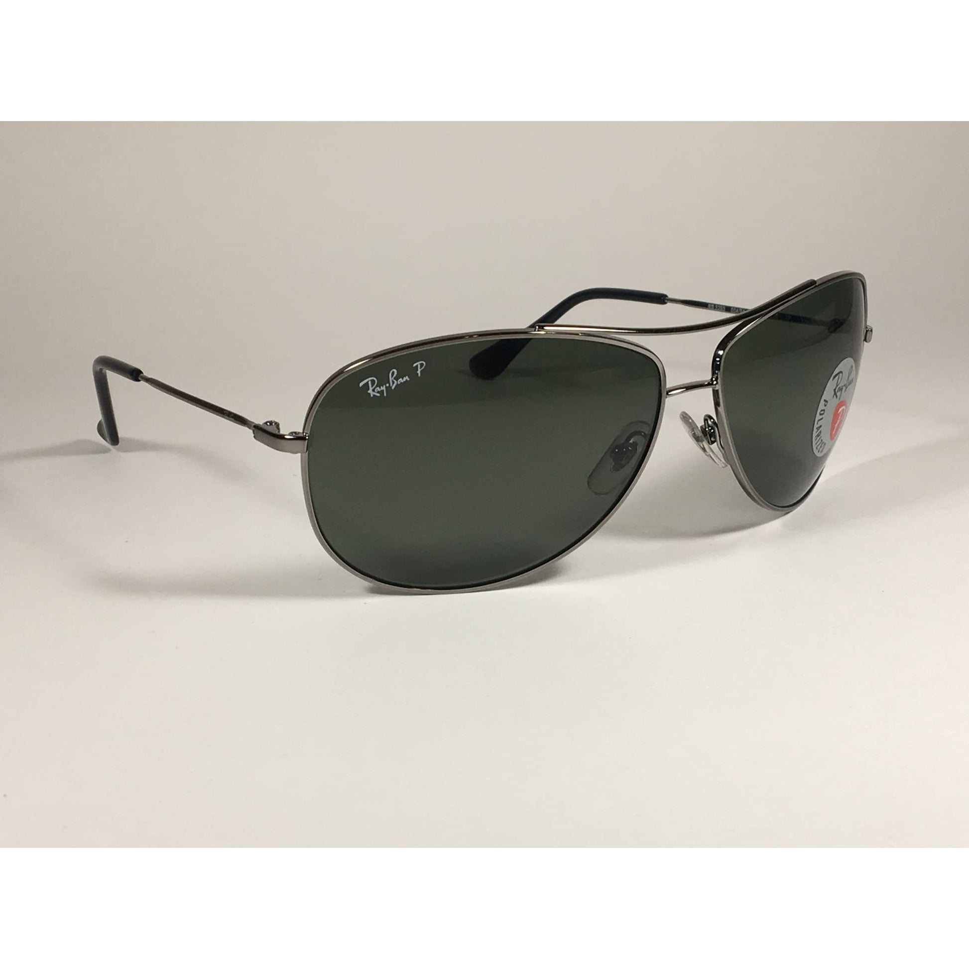 Ray-Ban RB3293 004/9A Highstreet Polarized Aviator Sunglasses Gunmetal Gray Frame Green Lens - Sunglasses