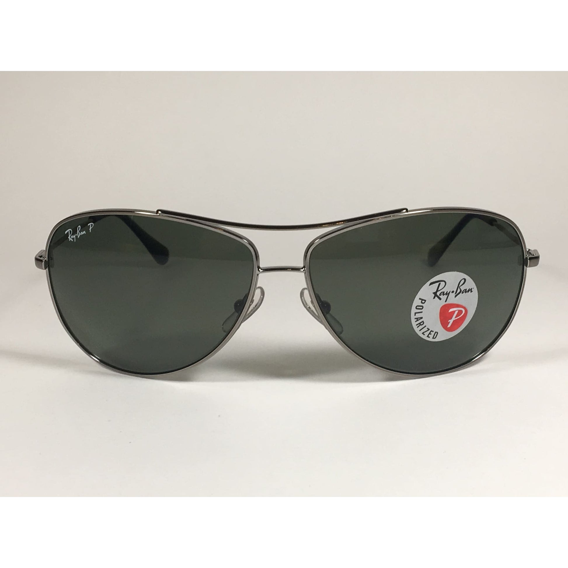 Ray-Ban RB3293 004/9A Highstreet Polarized Aviator Sunglasses Gunmetal Gray Frame Green Lens - Sunglasses