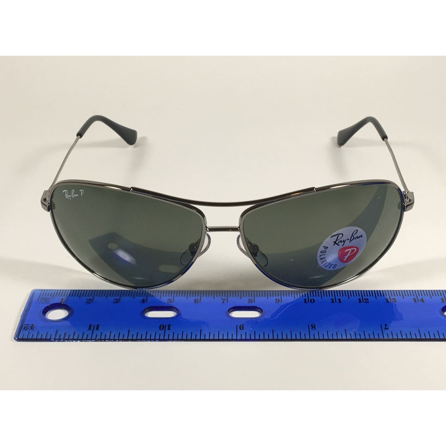 Ray-Ban RB3293 004/9A Highstreet Polarized Aviator Sunglasses Gunmetal Gray Frame Green Lens - Sunglasses