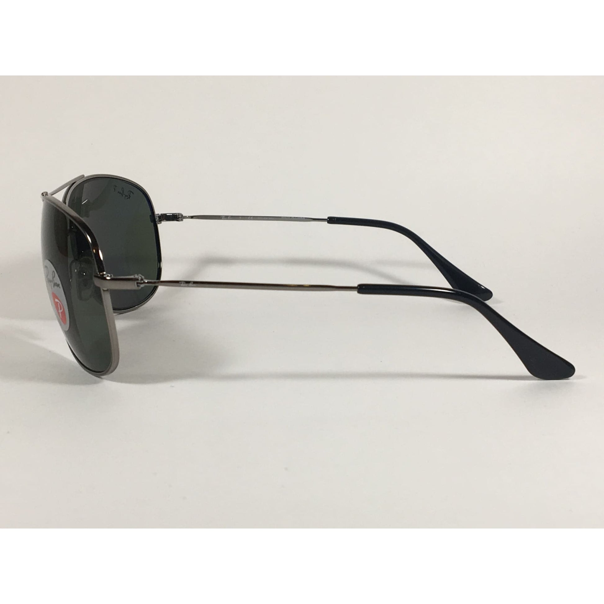Ray-Ban RB3293 004/9A Highstreet Polarized Aviator Sunglasses Gunmetal Gray Frame Green Lens - Sunglasses