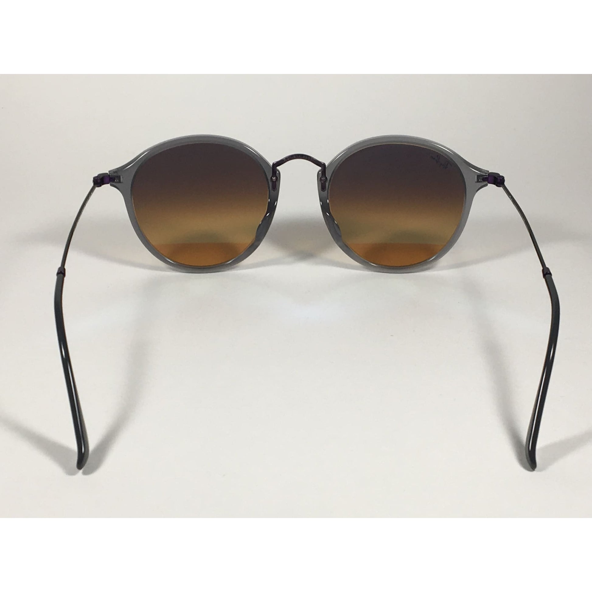 Ray-Ban Round Flat Sunglasses Purple And Gray Frame Blue Flash Lens RB2447NF 6255/4O - Sunglasses