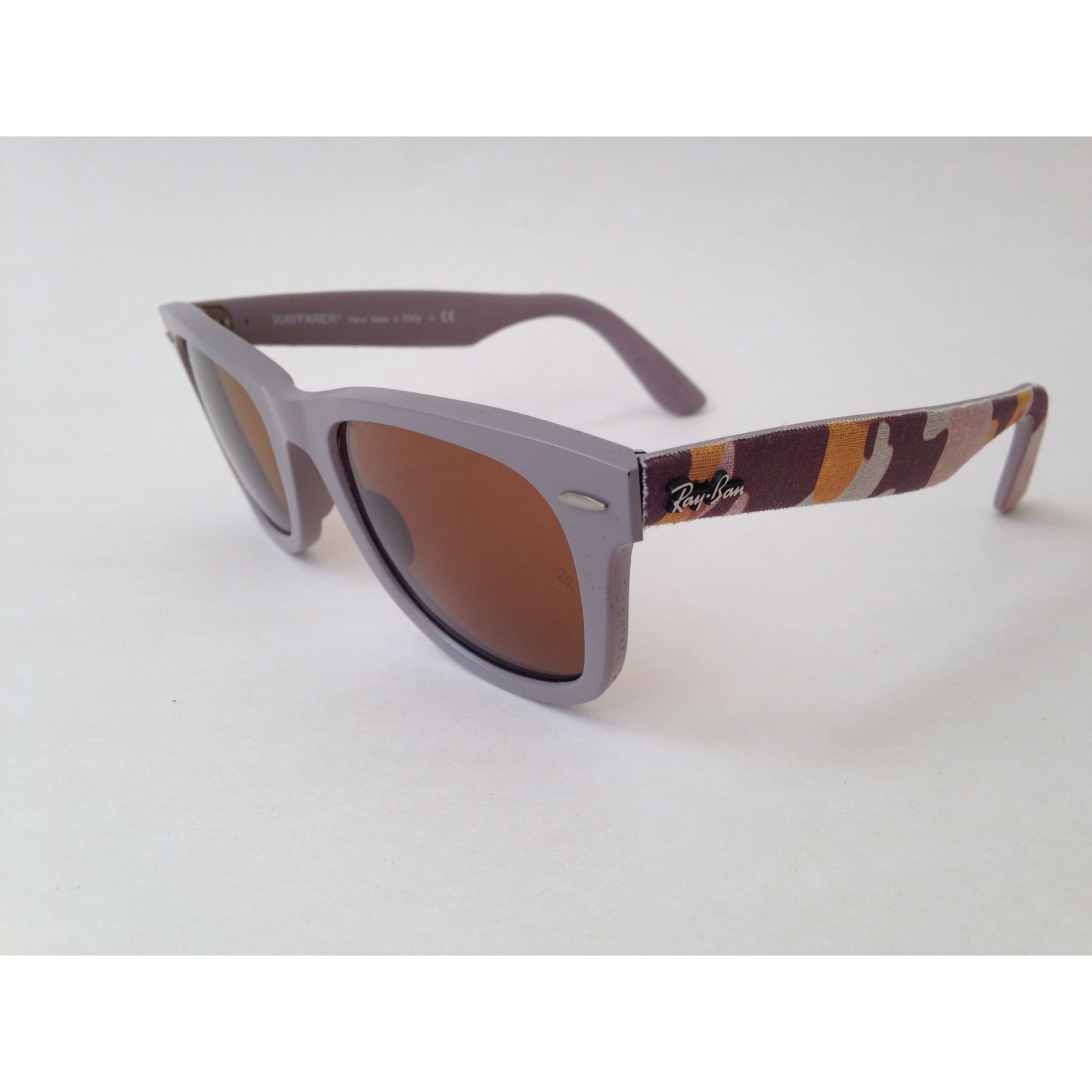 Ray-Ban Urban Camo Wayfarer Sunglasses Gray Matte Beige Frame Brown B-15 Lens - Sunglasses