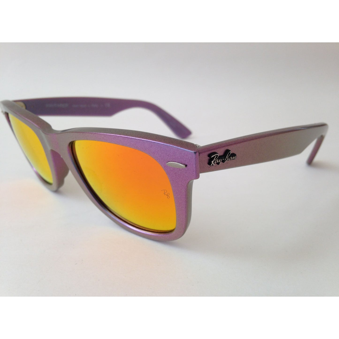 Ray-Ban Wayfarer Sunglasses Purple Blue Frame Orange Mirror Lens Mars Cosmo RB2140 6111 69 - Sunglasses