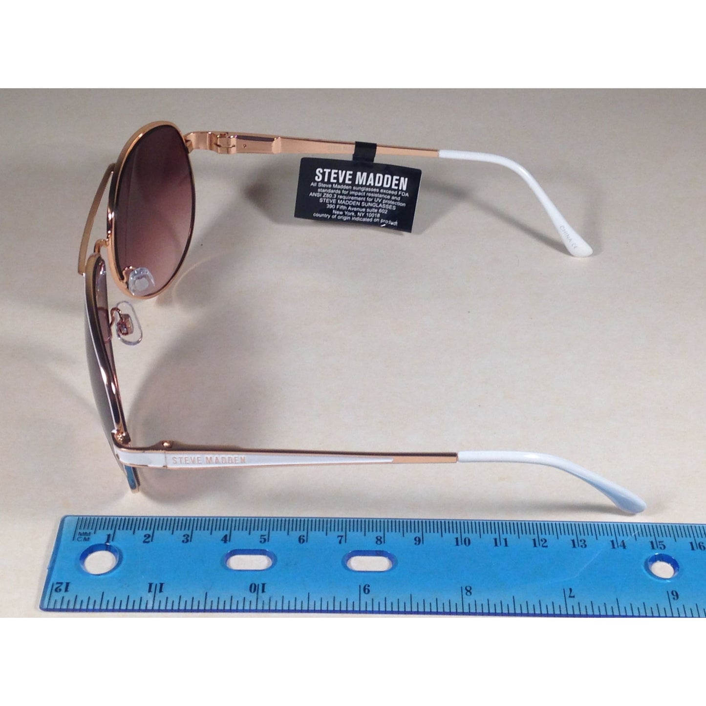 Steve Madden Aviator Pilot Sunglasses Brown Gradient S5602 Rose Gold White - Sunglasses