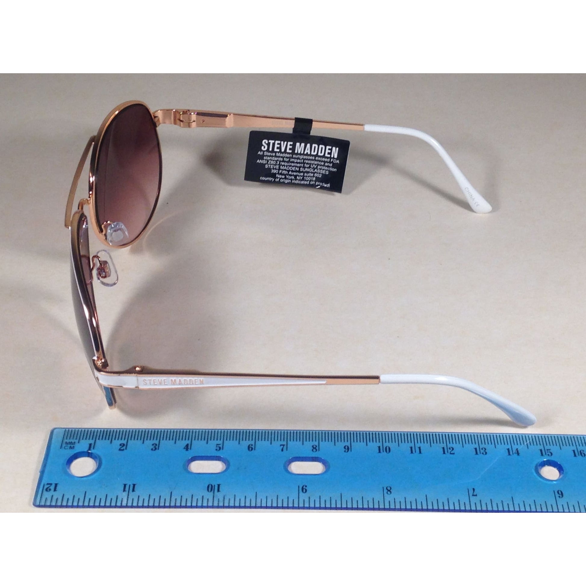 Steve Madden Aviator Pilot Sunglasses Brown Gradient S5602 Rose Gold White - Sunglasses