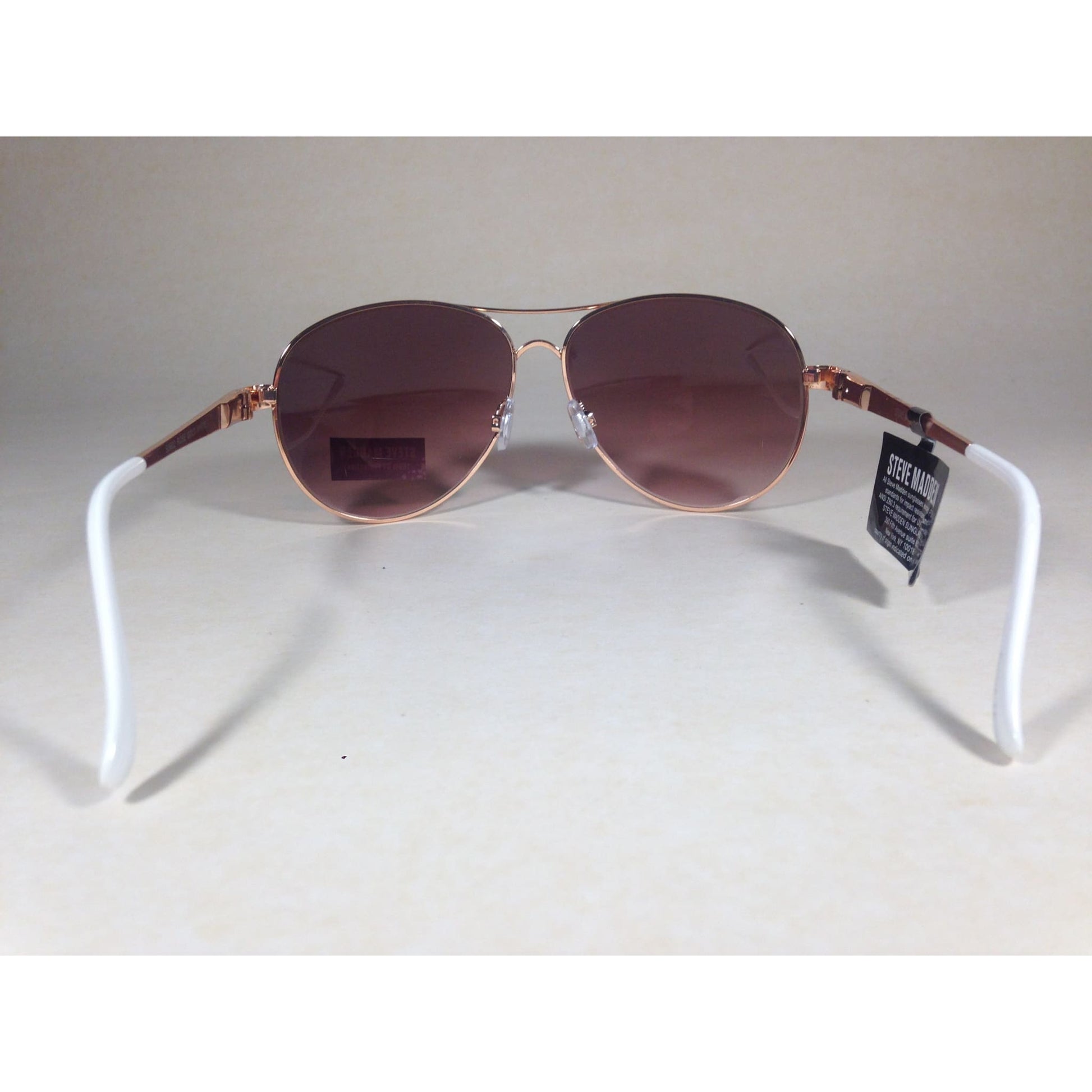 Steve Madden Aviator Pilot Sunglasses Brown Gradient S5602 Rose Gold White - Sunglasses