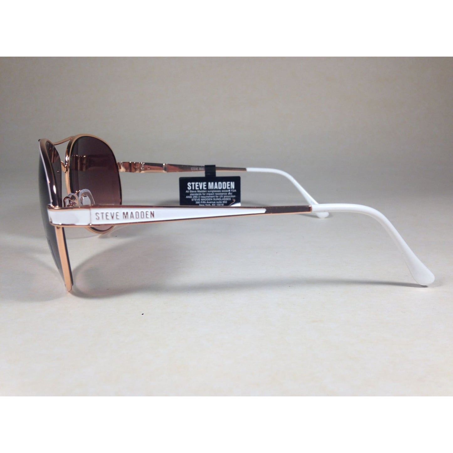 Steve Madden Aviator Pilot Sunglasses Brown Gradient S5602 Rose Gold White - Sunglasses