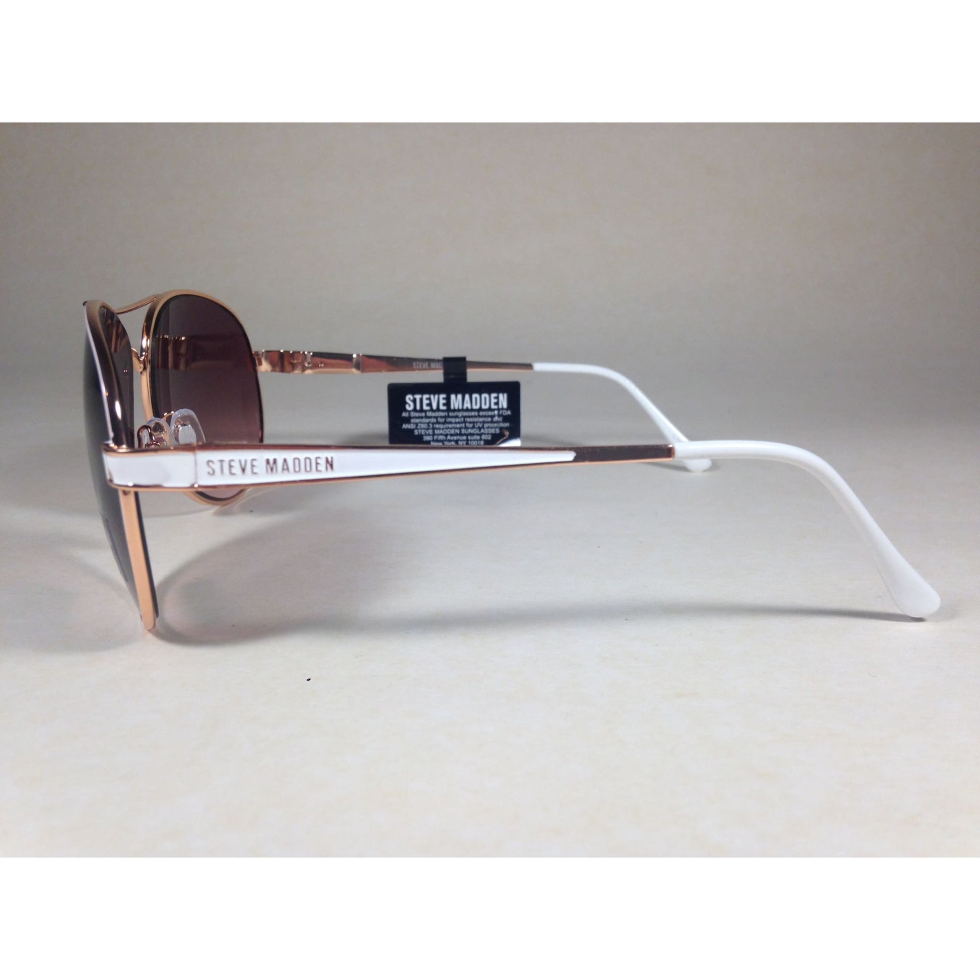 Steve Madden Aviator Pilot Sunglasses Brown Gradient S5602 Rose Gold White - Sunglasses