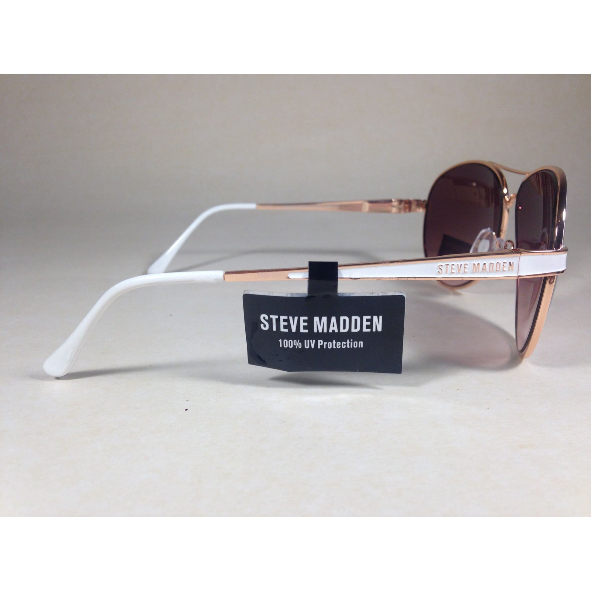 Steve Madden Aviator Pilot Sunglasses Brown Gradient S5602 Rose Gold White - Sunglasses