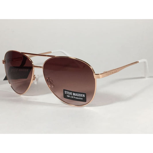 Steve Madden Aviator Sunglasses Rose Gold White Brown Gradient Lens Sm482166 Rose Gold - Sunglasses