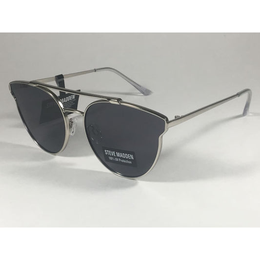 Steve Madden Cat Eye Sunglasses Brow Bar Silver Metal Gray Lens Sm489102 Sil - Sunglasses