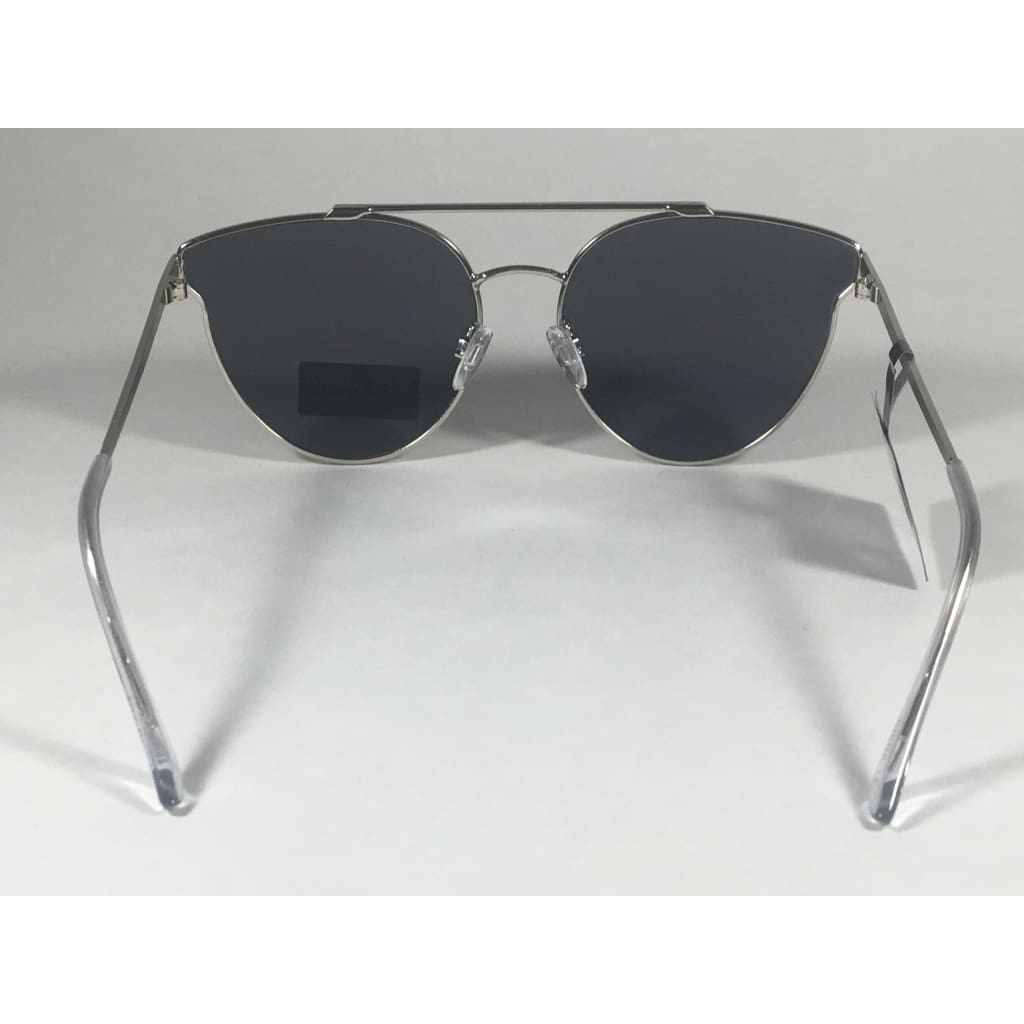 Steve Madden Cat Eye Sunglasses Brow Bar Silver Metal Gray Lens