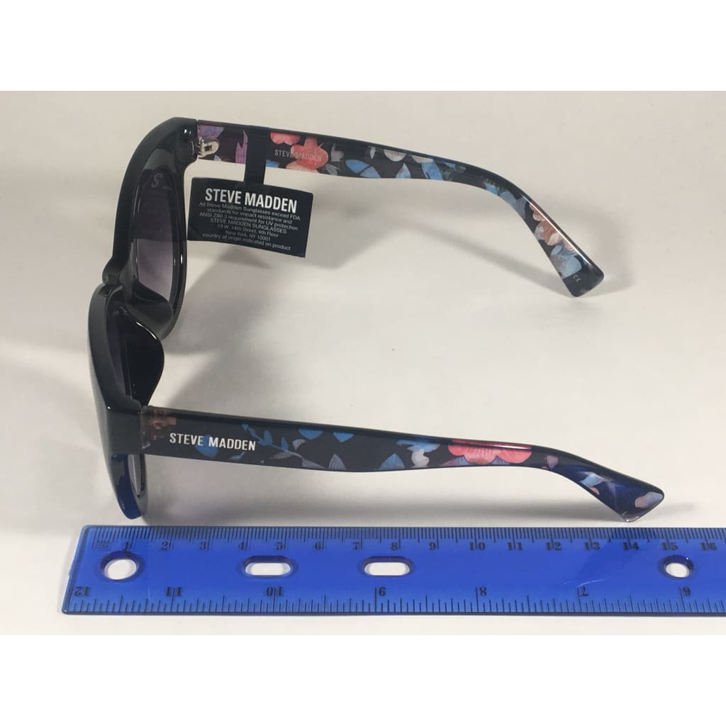 Steve Madden Oversize Cat Eye Sunglasses Black Blue Floral Print Smoke Lens Sm879180 Black Blue - Sunglasses