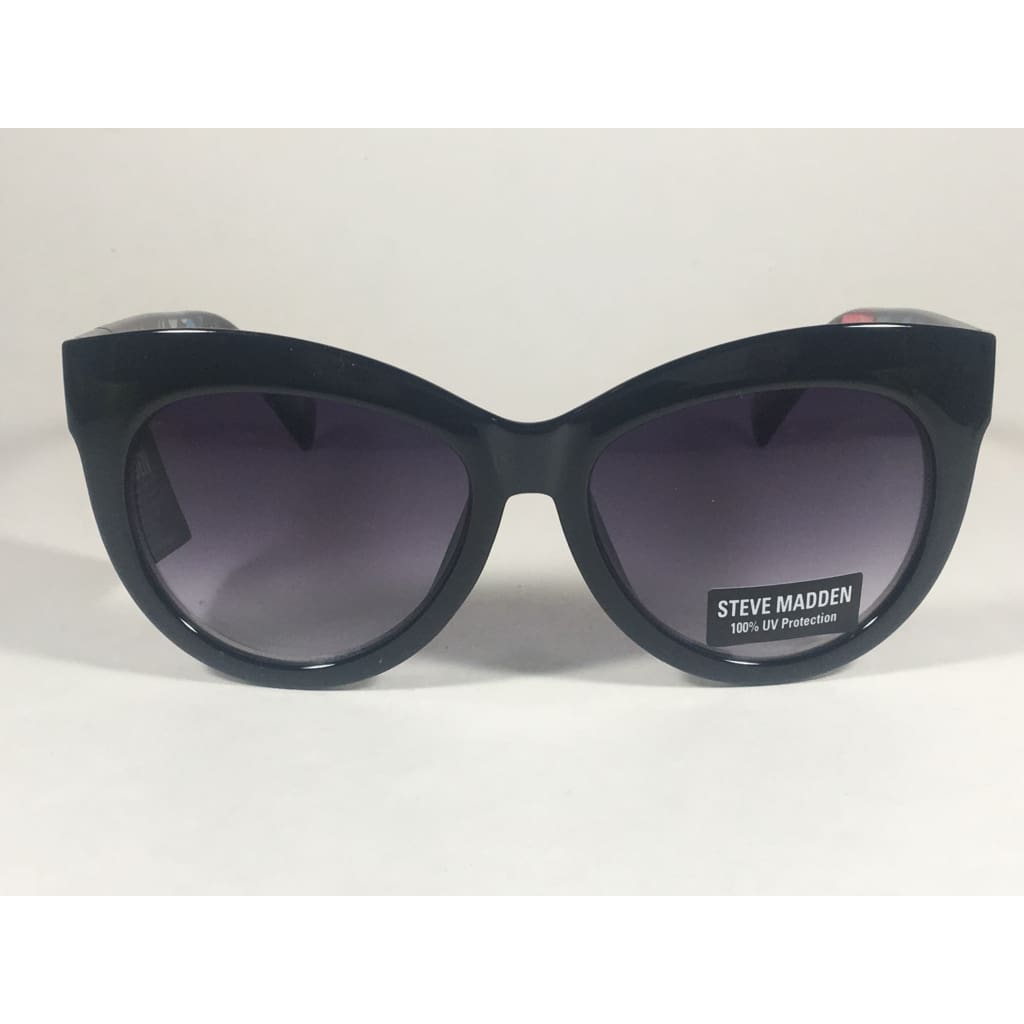 Steve Madden Oversize Cat Eye Sunglasses Black Blue Floral Print Smoke Lens Sm879180 Black Blue - Sunglasses