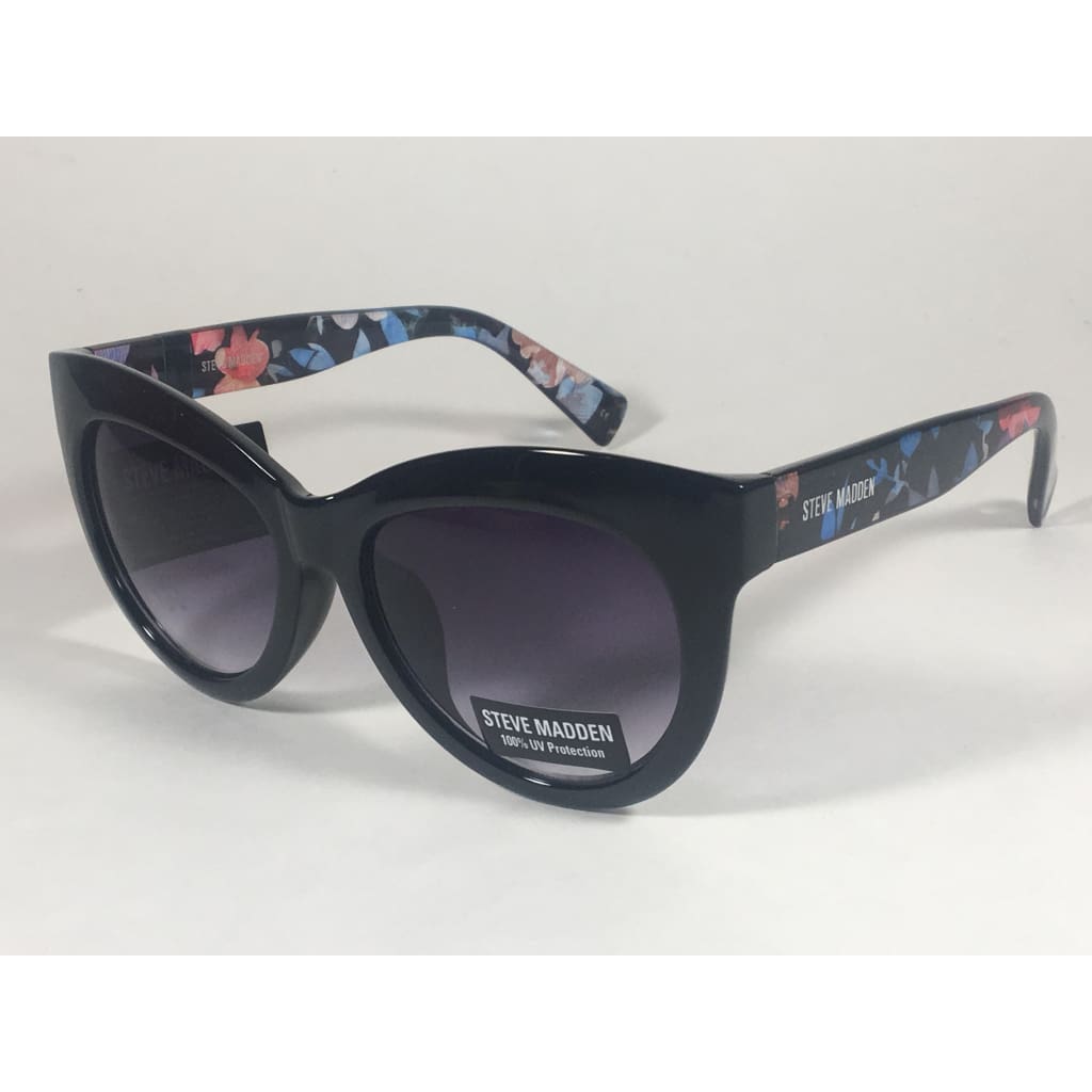 Steve Madden Oversize Cat Eye Sunglasses Black Blue Floral Print Smoke Lens Sm879180 Black Blue - Sunglasses