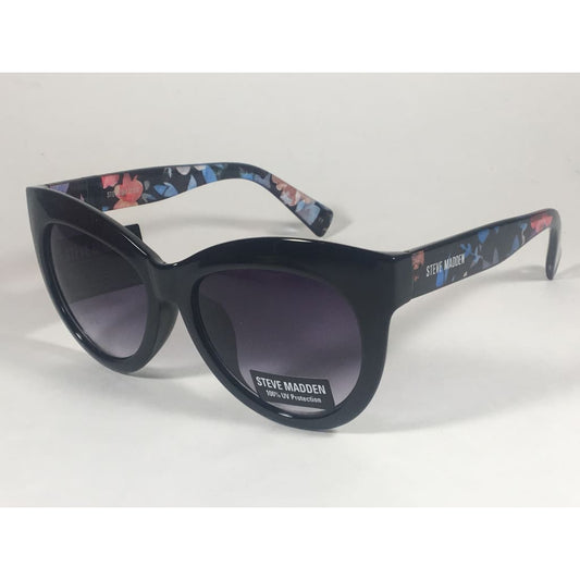 Steve Madden Oversize Cat Eye Sunglasses Black Blue Floral Print Smoke Lens Sm879180 Black Blue - Sunglasses