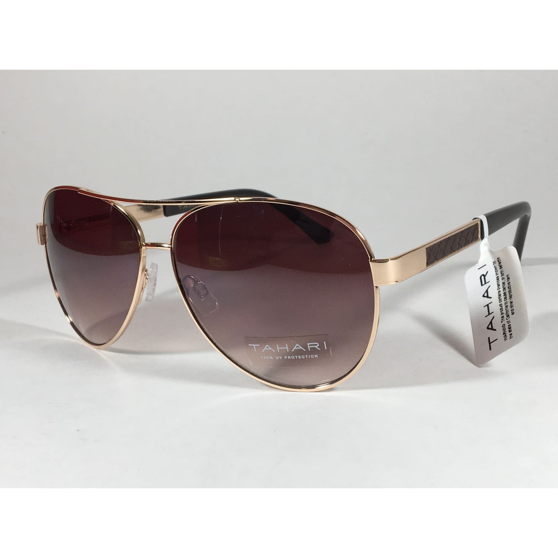 Tahari Aviator Sunglasses Gold Brown Metal Frame Gradient Lens