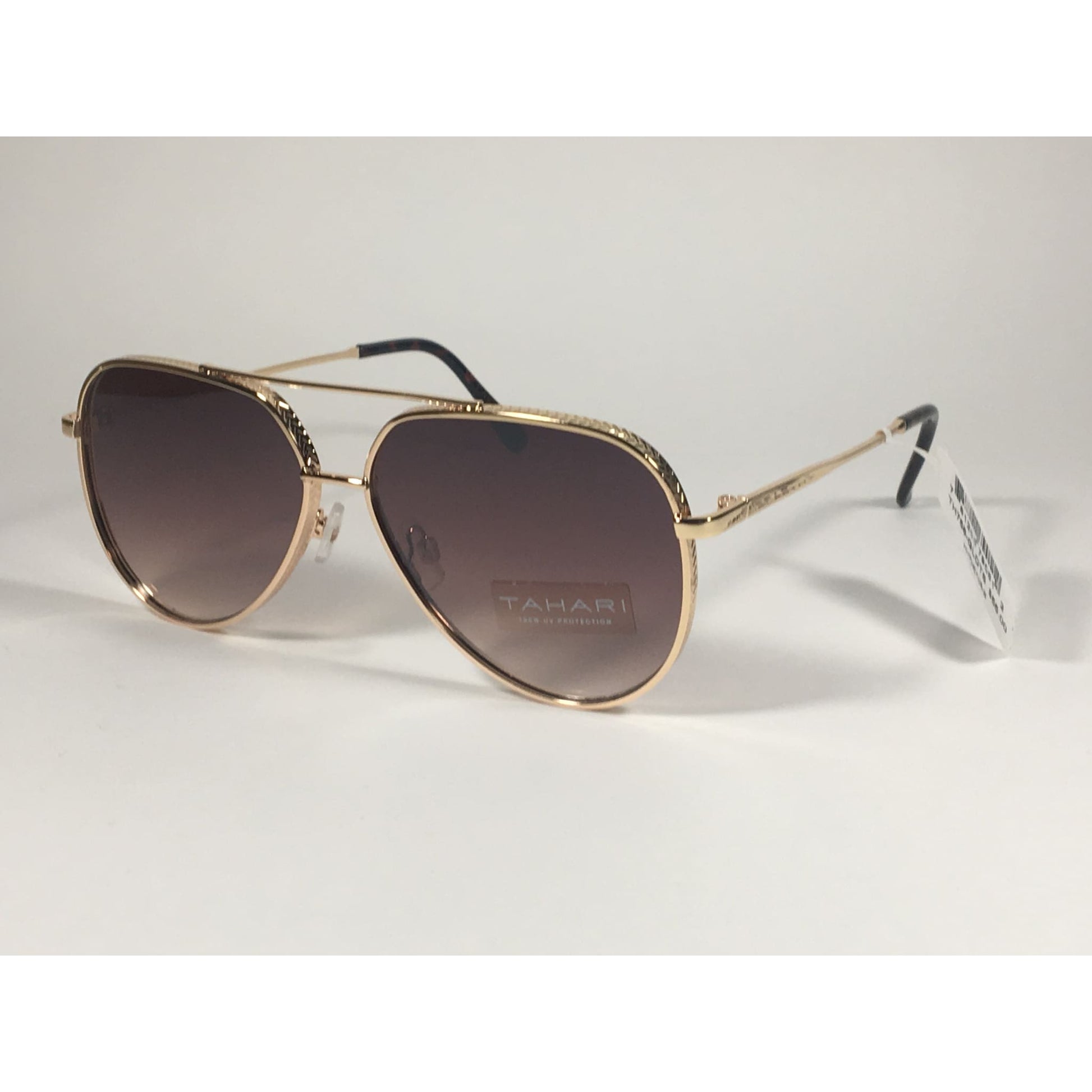 Tahari Aviator Sunglasses Gold Brown Tortoise Frame Gradient Lens